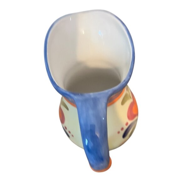 Jim Shore Heartwood Creek 2002 Hand-Painted Ceramic Pitcher Floral & Heart, 7" T - Picture 5 of 7